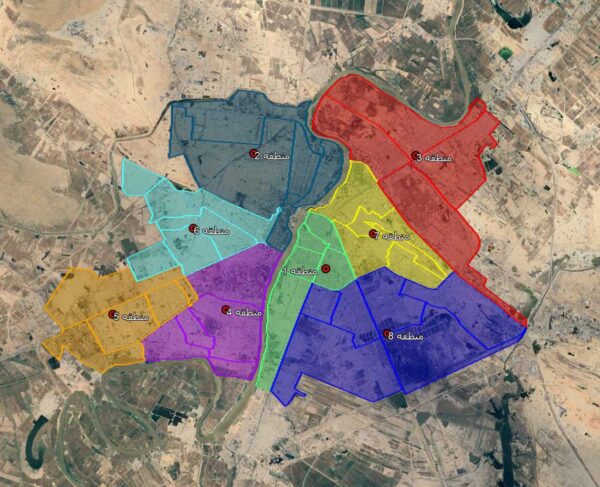 نقشه مرز مناطق شهر اهواز