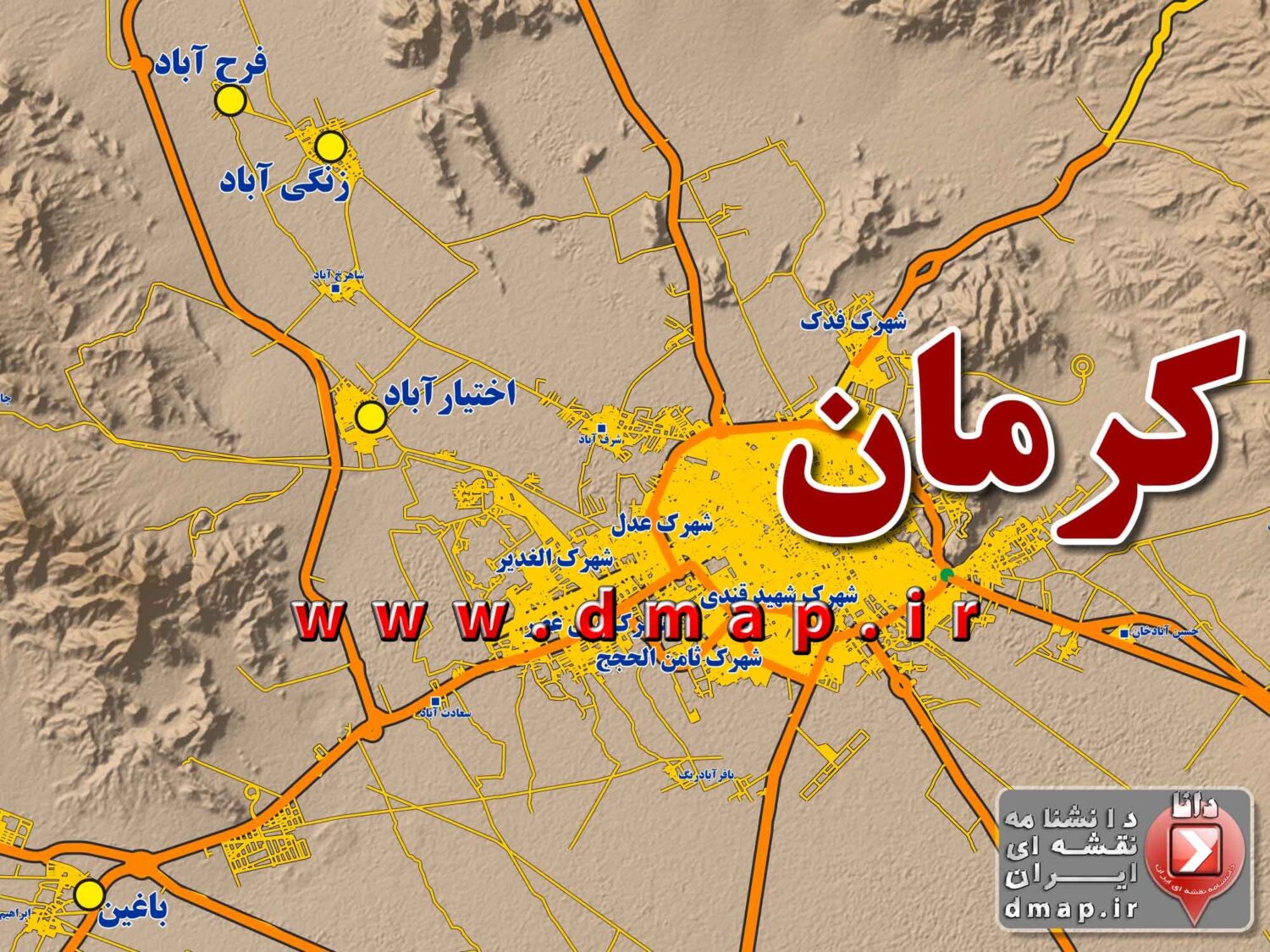 نقشه استان کرمان