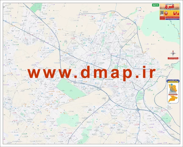 نقشه معابر کرج زوم15